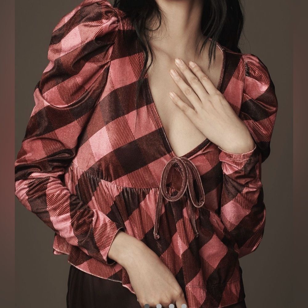 NWT Anthropologie Velvet Babydoll Top